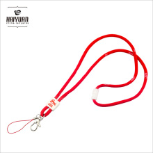 5mm dickes runder Schnur Lanyard mit weißem gewebtem Logo und weißem Clip